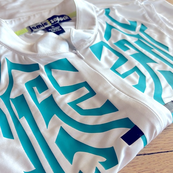NWOT Jamie Sadock Sleeveless Golf Quarter Zip in Turquoise, Black & White Sz XL - Picture 8 of 10